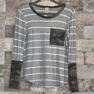 Gray and Camo long sleeve tee